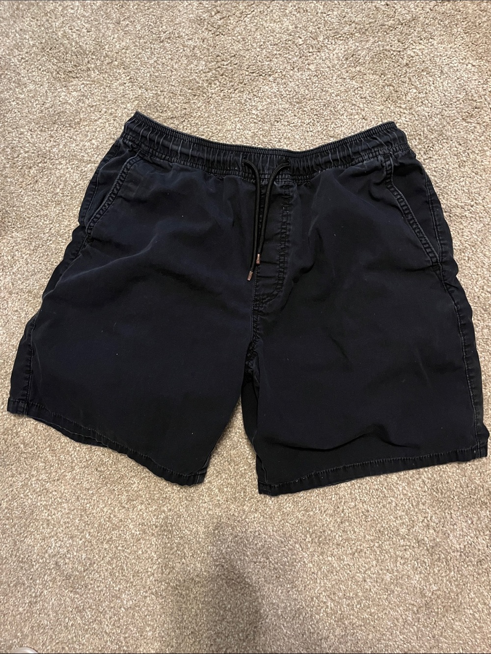 Bershka Black Elastic Waist Drawstring Athletic Shorts